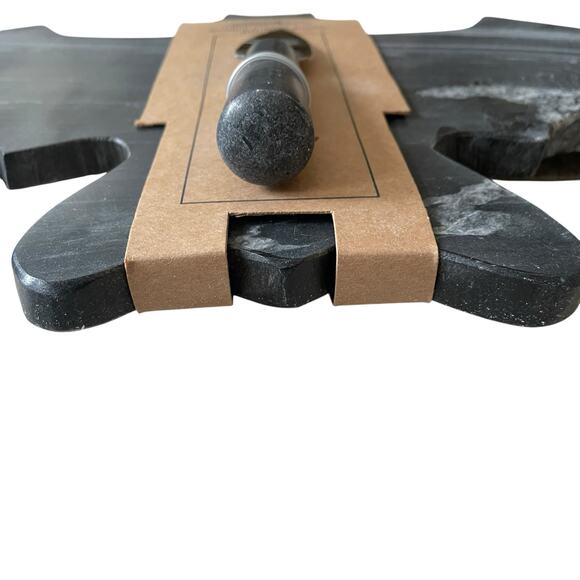 Black Bat Marble Cheese Board with Knife 17x10 Spooky Halloween Hosting NEW - Picture 4 of 14